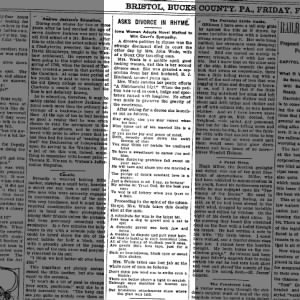 Wade Divorce Petition The Bucks County Gazette
Bristol, PA 1907 02 08