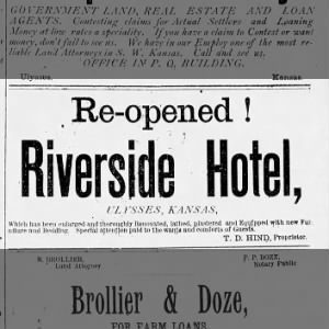 Reopened Riverside Hotel  1887