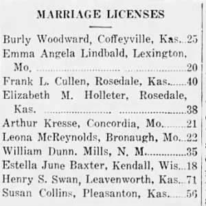 Marriage License for Emma Lindblad