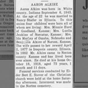 Obituary for AARON ALKIRE