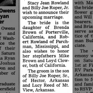 Engagement: Billy Joe Roper, Jr. - Stacy Jean Rowland
