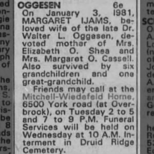 Obituary for MARGARET OGGESEN