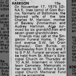 Obituary for EDNA E. HARRISON