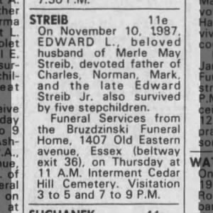 Edward Louis Streib obituary