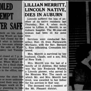 Obituary for Lillian A. MERRITT