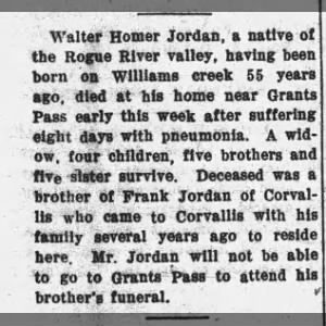 Obituary for Walter Homer Jordan