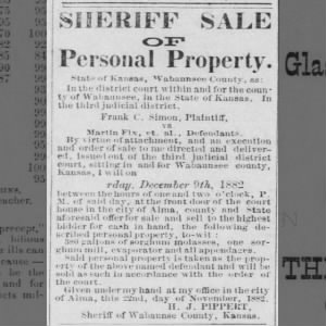 "Sherriff Sale of Personal Property"