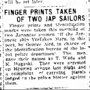 Finger Prints Taken of Two Jap Sailors