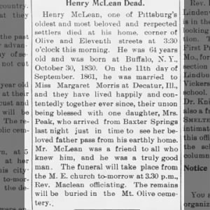 McLean Henry July 19 1895 Obit