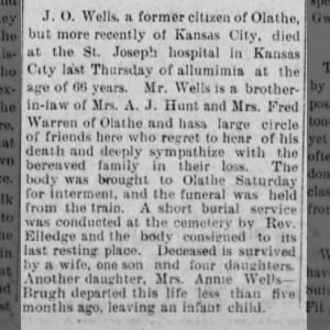 Obituary for J. O. Wells