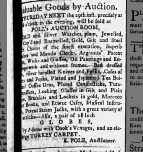 1795 auction includes elegant large Turkey carpet Philadelphia