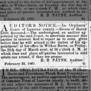 Henry Litts Estate newspaper article.