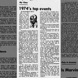 Benjamin Mays Pittsburgh Courier My View 01041975 Events of 1974