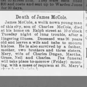 Death of James McCole, 26