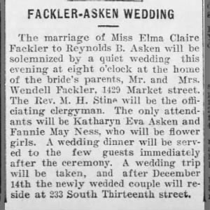 Marriage of Fackler / Asken