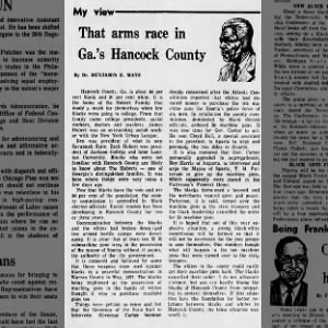 Benjamin Mays Pittsburgh Courier My View 10231971 Arms Race in GA