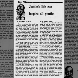 Benjamin Mays Pittsburgh Courier My View 11111972 Jackie's Life Can Inspire