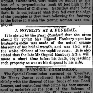 A Novelty At A Funeral
Osgood Hansburys, Essex (1889)