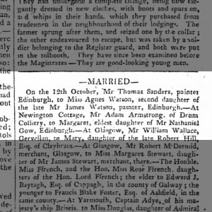 Adam Armstrong Margaret Gow Marriage