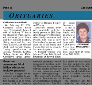Obituary for Catherine Marie Barth