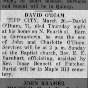 Obituary for DAVID ODIAM