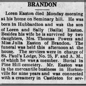 Obituary for BRANDON Loren Easton