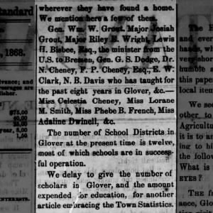 1868 Glover schools, continued