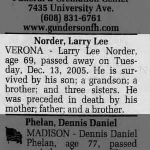 Obituary for Larry Lee Norder