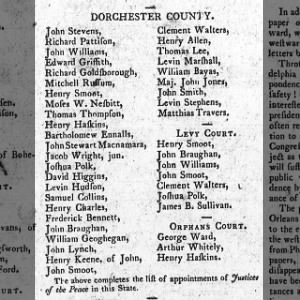Dorchester County Appointments 1808