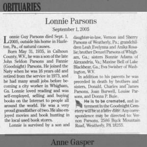 Obituary for Lonnie Guy Parsons