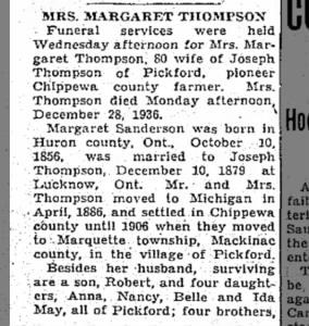 Obituary for MARGARET THOMPSON