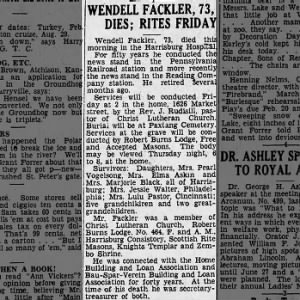 Obituary for WENDELL FACKLER