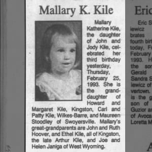 Mallary K. Kile - Celebrates Third Birthday - 1993