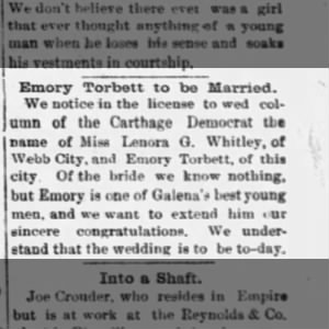 Marriage of Tot bet t / Whitlev