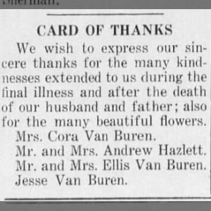 A note on the Death of Burt Van Buren