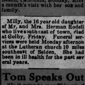 Obituary for Milly Roedel