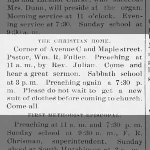 Jodon, Wm R Fuller  Pastor  Hutchinson Daily World  7 Oct 1894