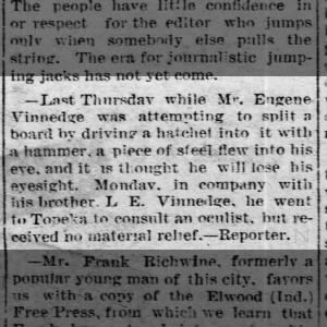 Eugene Vinnedge takes brother to ocultist for eye injury.