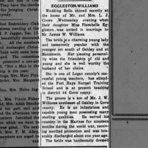 Marriage of Eggleston / Williams
