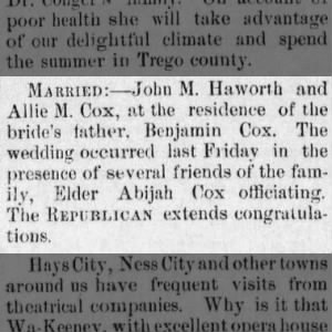 Marriage of Haworth / Cox
