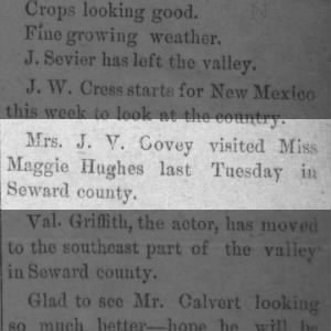 Mary Bennet Covey visits Miss Maggie Hughes