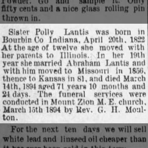 Polly Lantis Obit
Jewel CO Searchlight March 29,1894