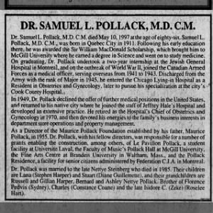 Obituary for SAMUEL L. POLLACK