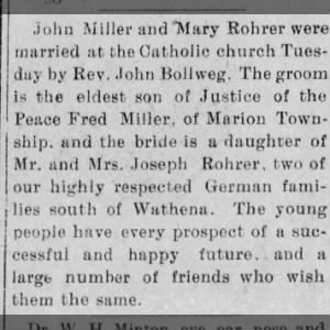 Marriage of Miller / Rohrer