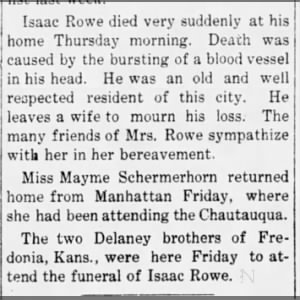Issac Rowe's death
