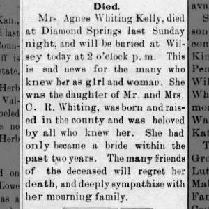Obituary for Agnes Whiting Kelly