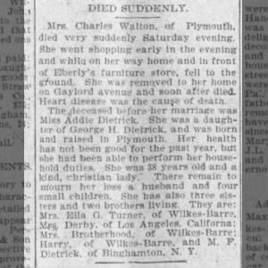 obituary Ada Deitrick May 7 1896