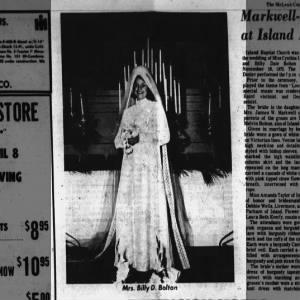 Newspaper Photo of Bride - Markwell -Bolton Wedding