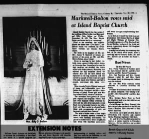 Markwell-Bolton Vows Said at Island Baptist Church