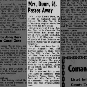 Obituary for Mary Emma Dunn